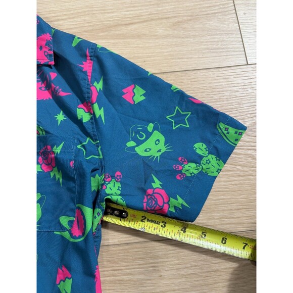 Meow Wolf Men's Lottie Button Up Casual Shirt Short Sleeve Polyester Medium - Picture 3 of 7